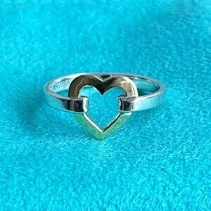 VINTAGE Tiffany & Co 18k Gold & 925 Sterling Silver Open Heart Ring - LNC